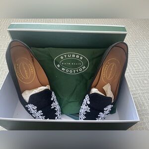 Stubbs and Wootton embroidered linen shoes